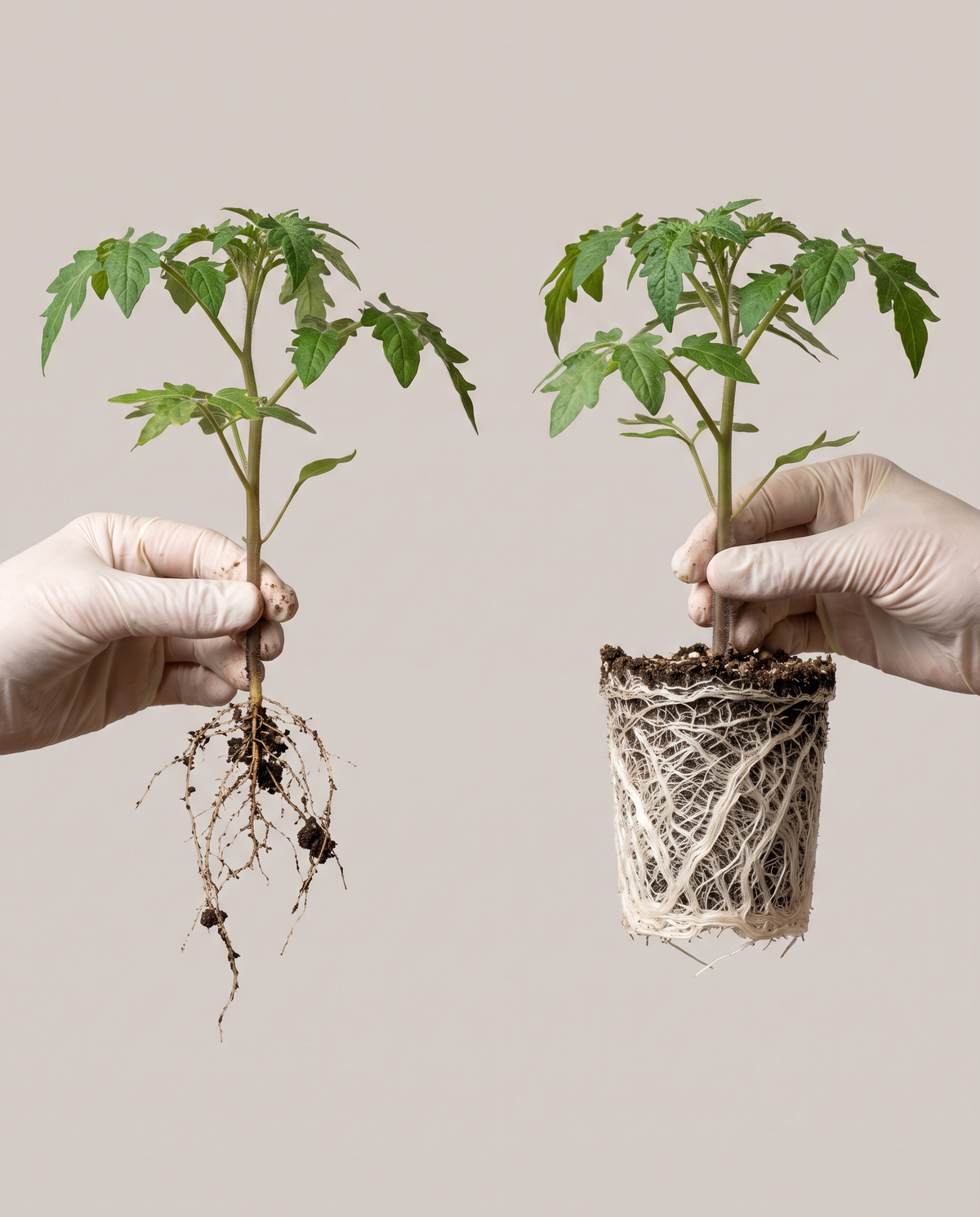 Below the soil: a dense, white, fibrous root system is what RootMax is built for.