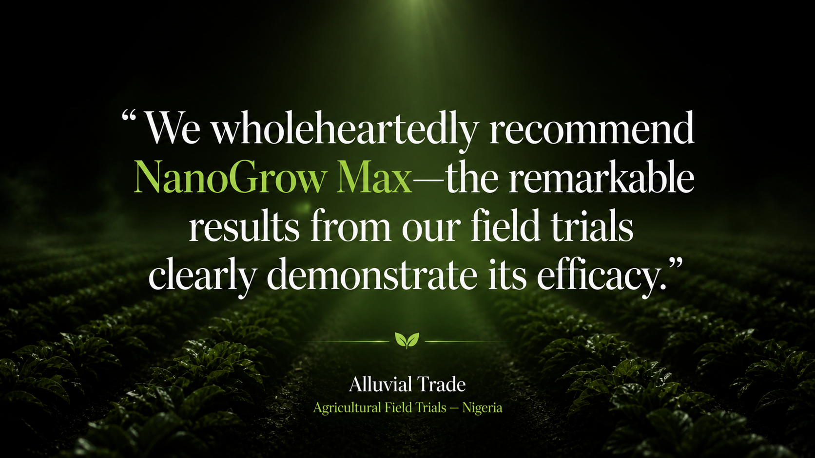 Alluvial Trade — Agricultural Field Trials, Nigeria